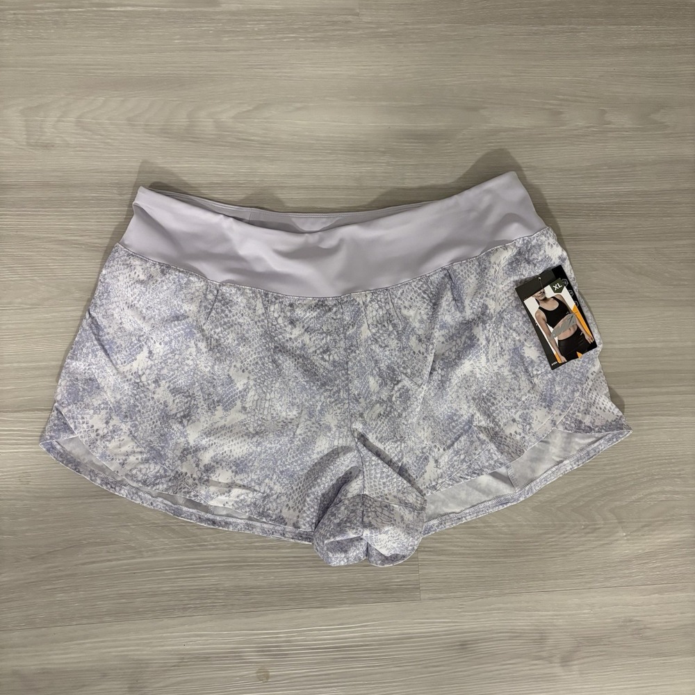 Avia Womens Short Snakeskin Print Running Grey White Athletic Gym Activewear XL